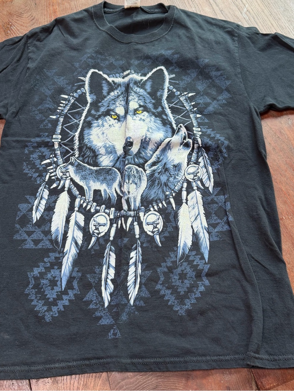 Black Wolf & Dreamcatcher Graphic Tee